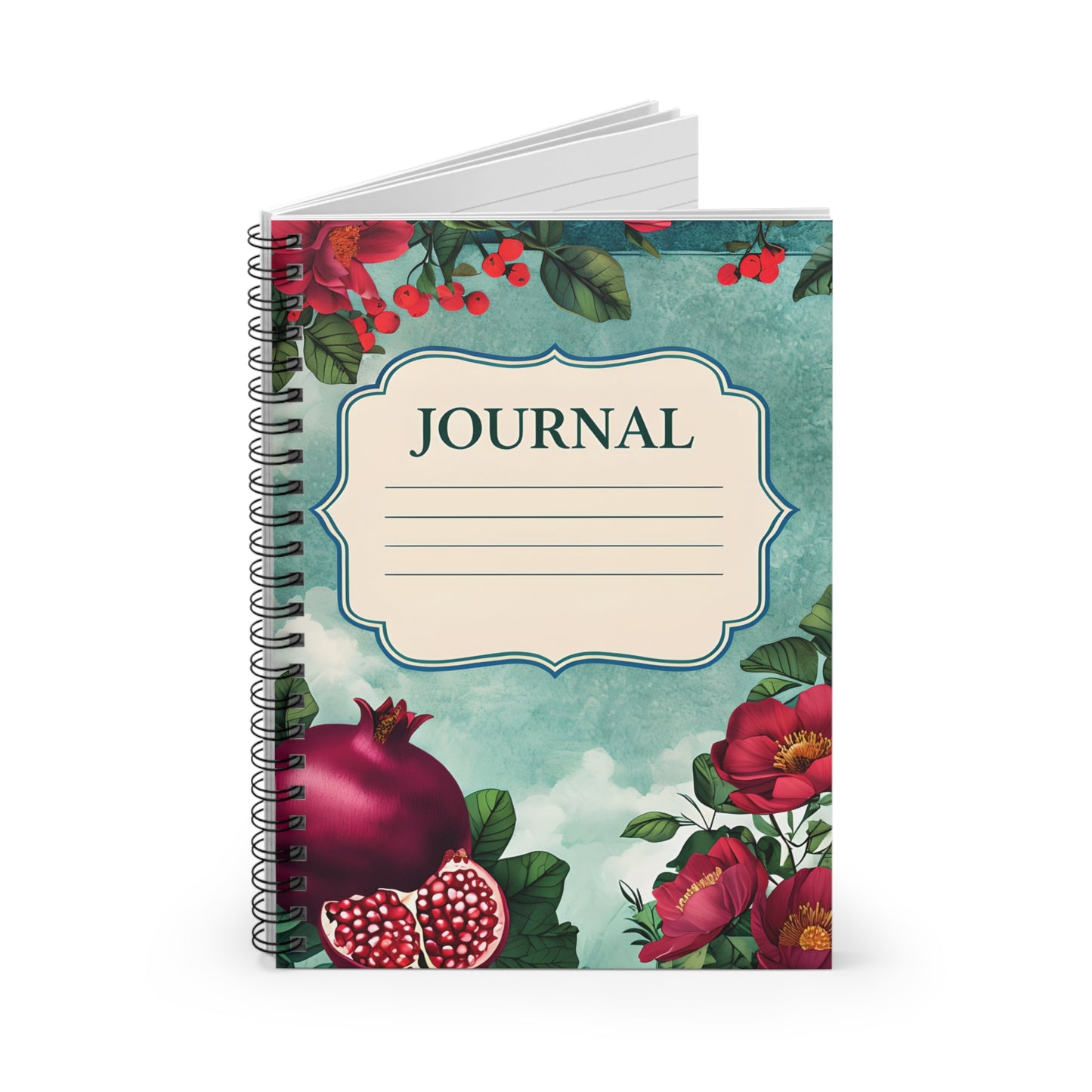 Floral Spiral Journal - Beautiful Ruled Notebook for Writing
