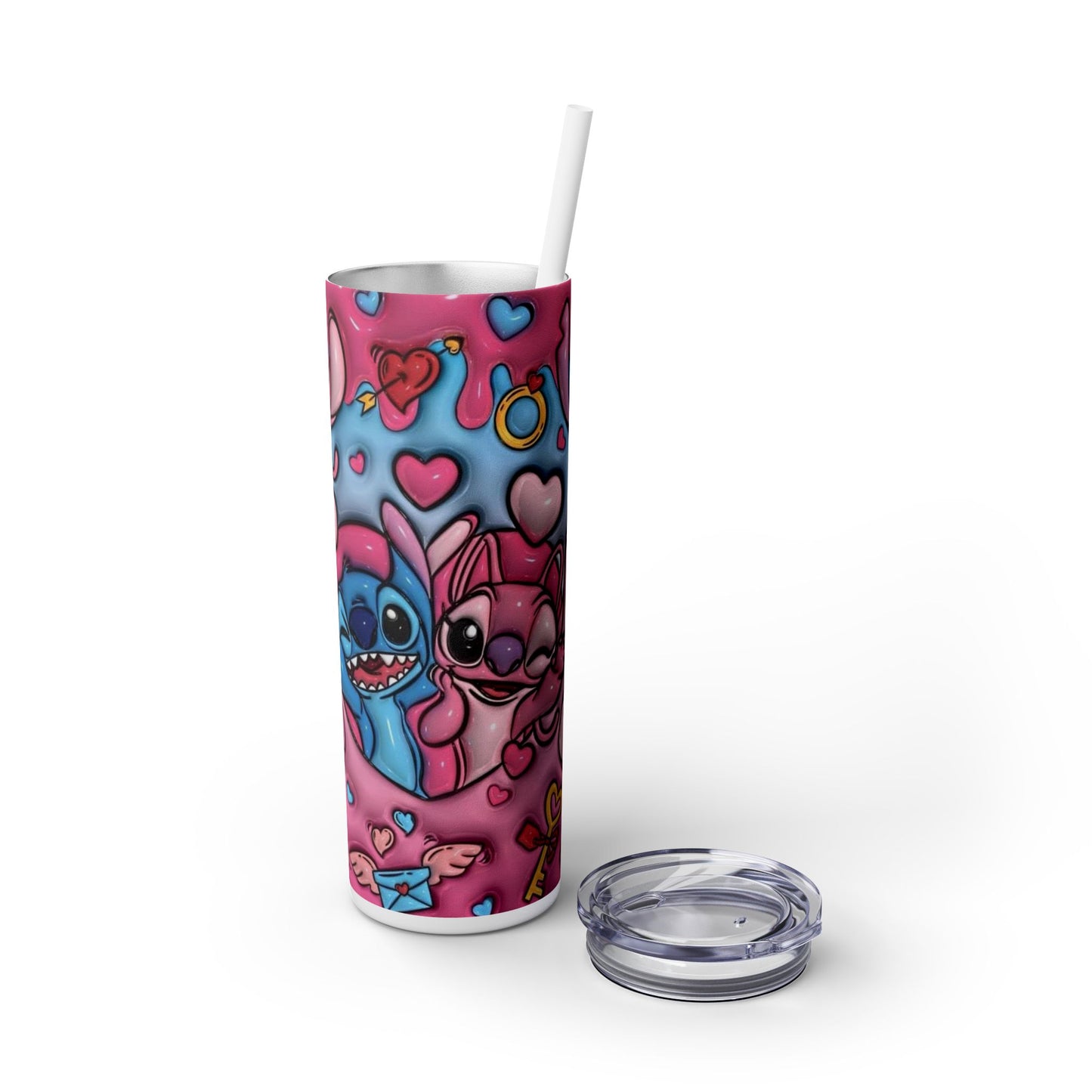 Cute Cartoon Skinny Tumbler with Straw