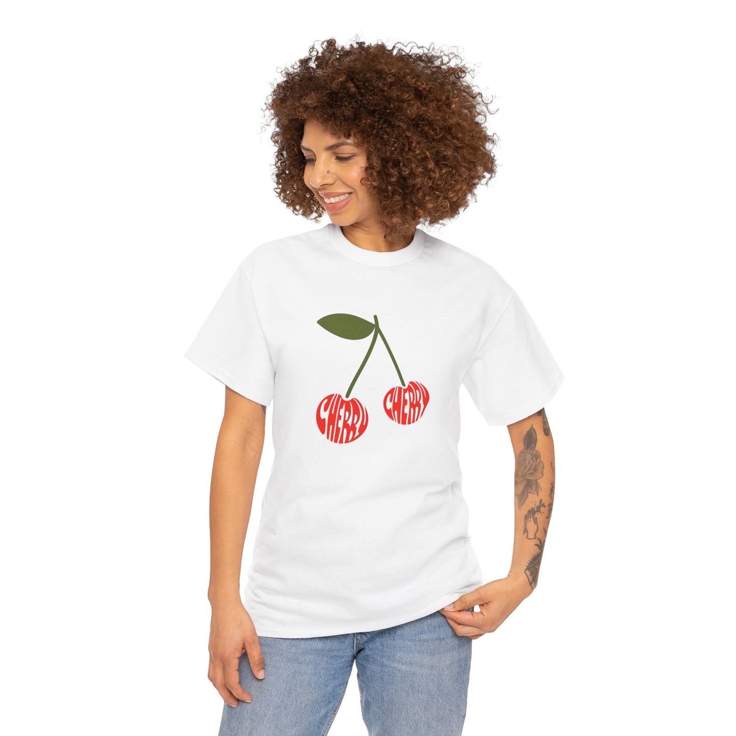 Cherry Print Unisex Tee, Cute Graphic