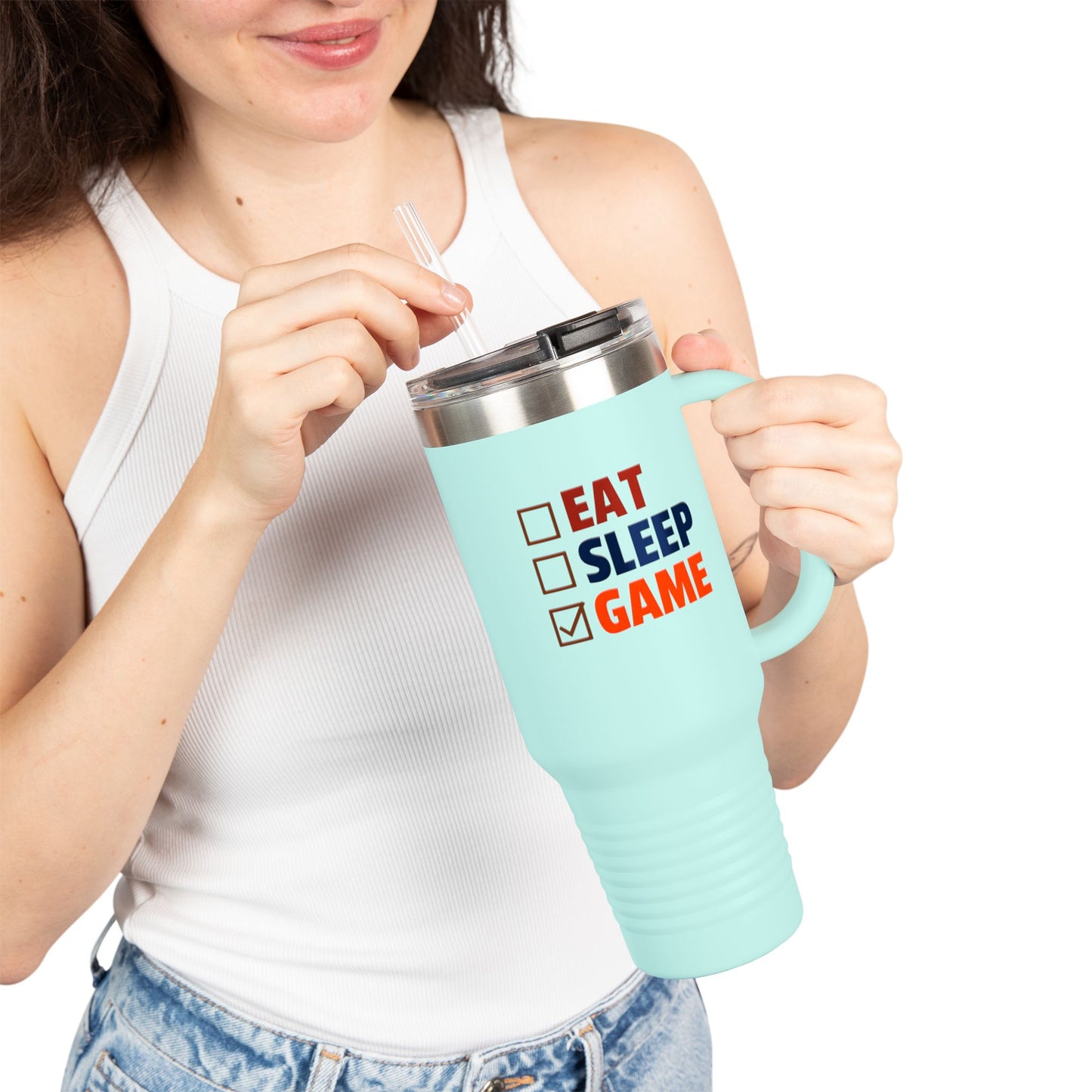 Insulated Travel Mug, 40oz - Eat Sleep Game