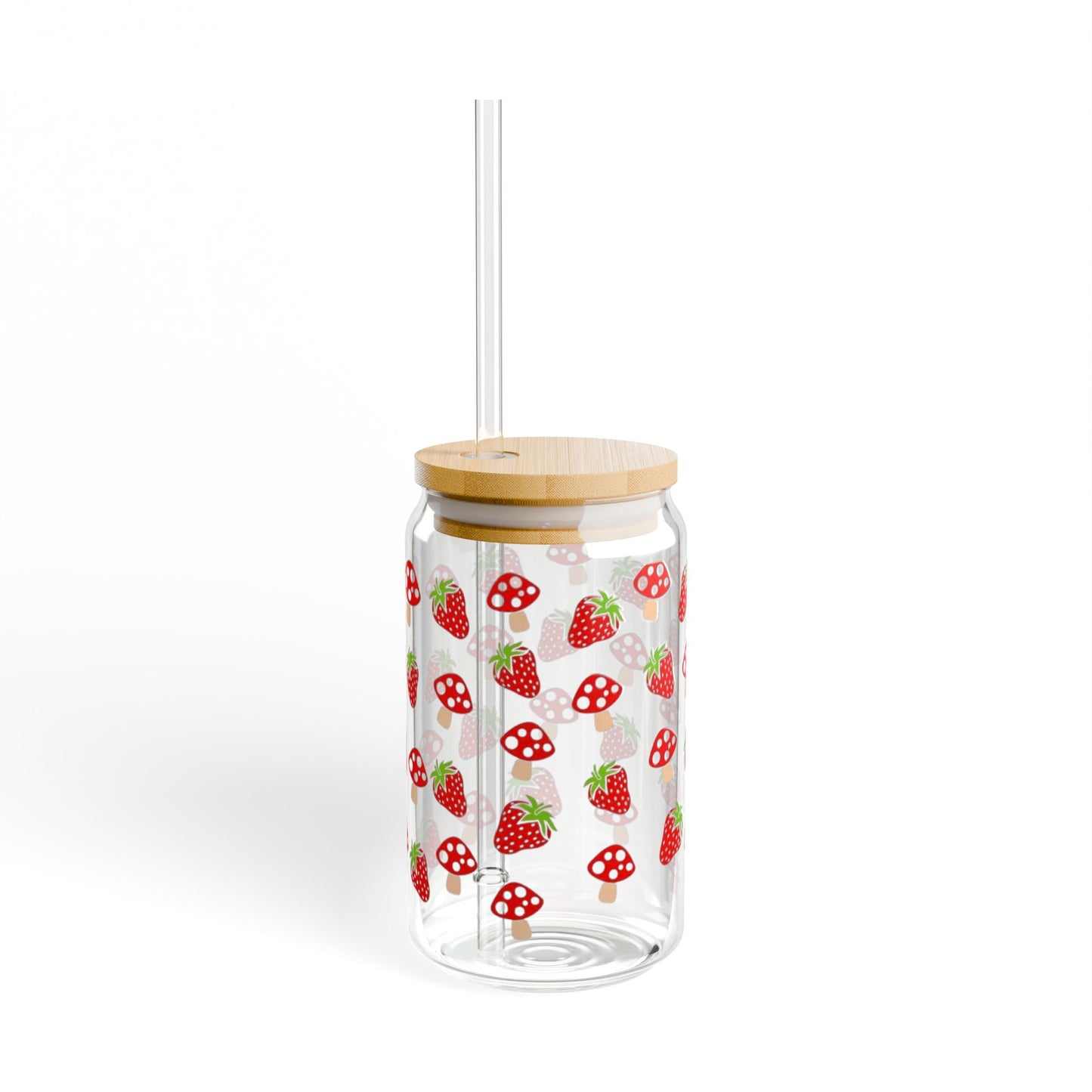 Strawberry Pattern Sipper Glass