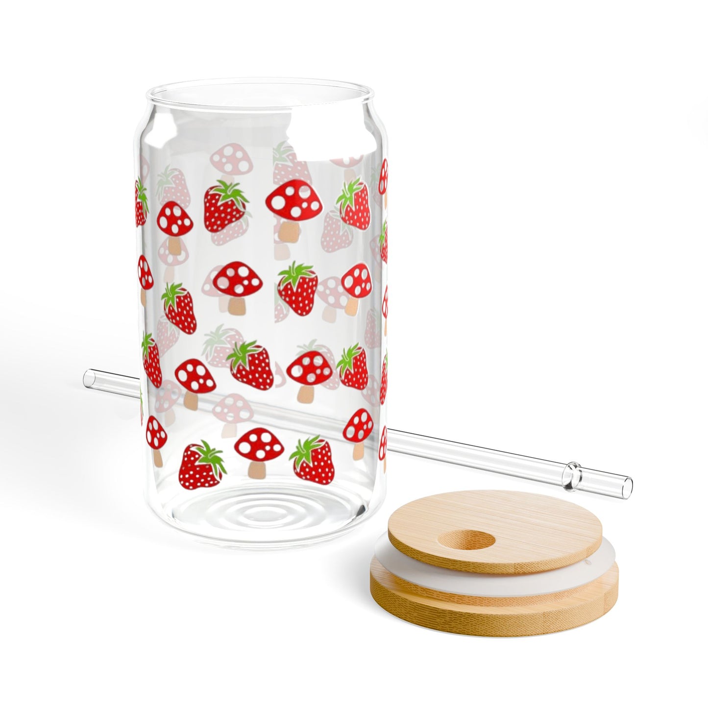 Strawberry Pattern Sipper Glass
