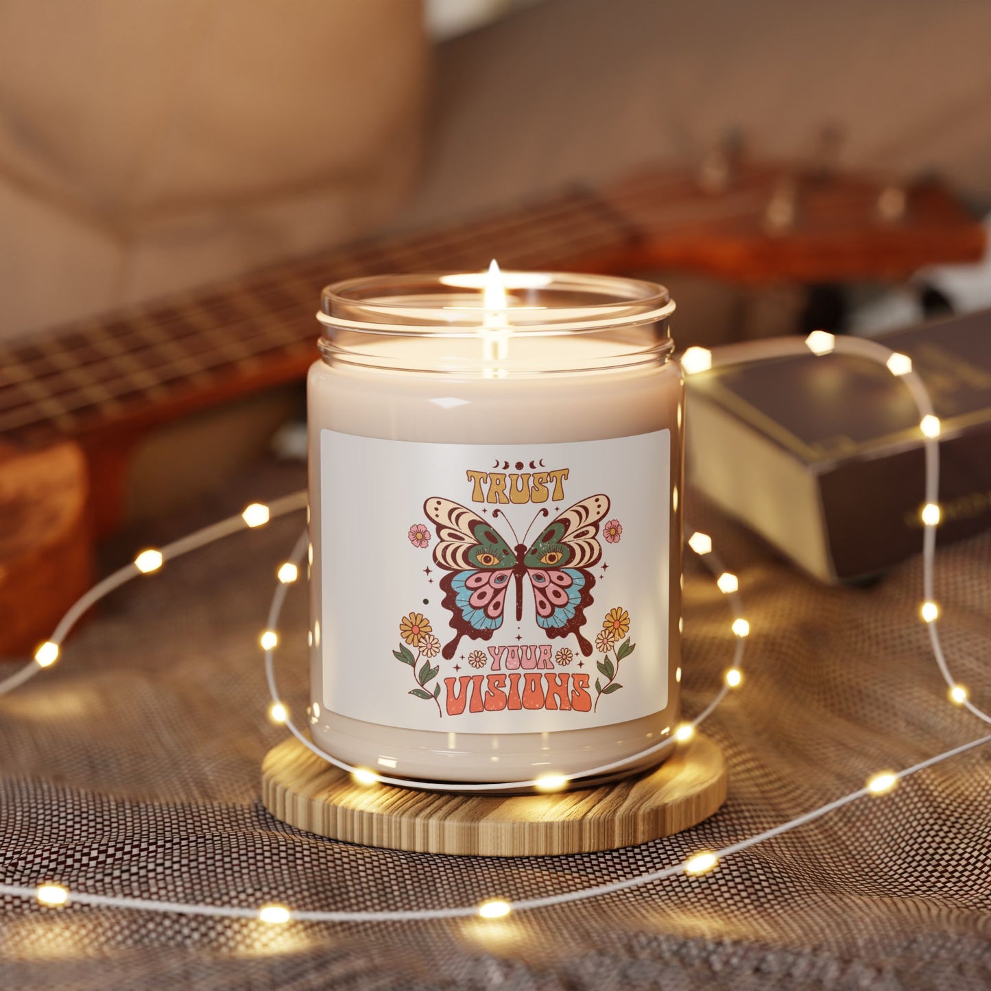 Scented Soy Candle with Butterfly Design