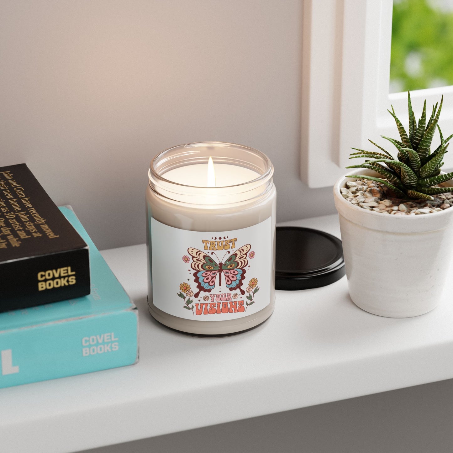 Scented Soy Candle with Butterfly Design