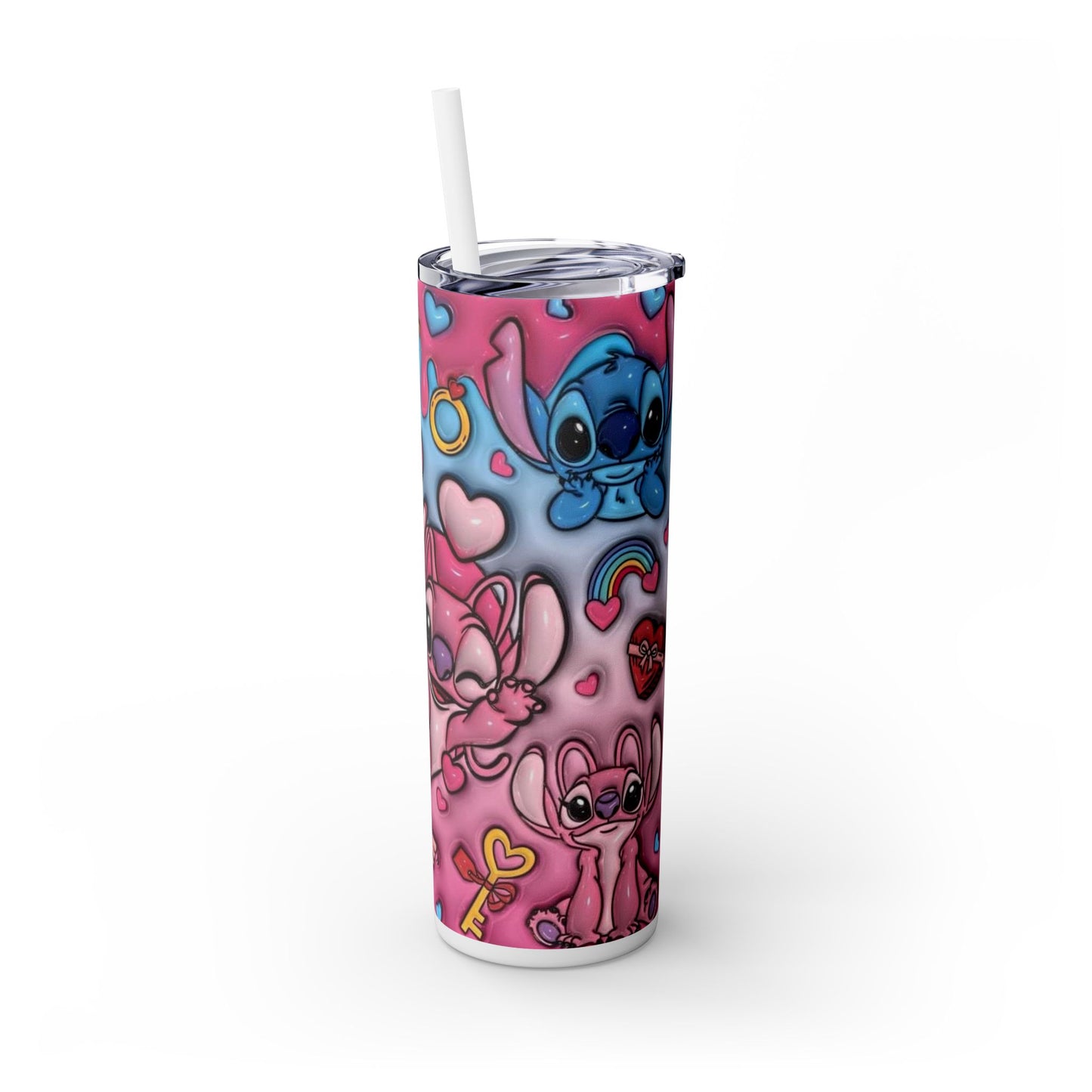 Cute Cartoon Skinny Tumbler with Straw