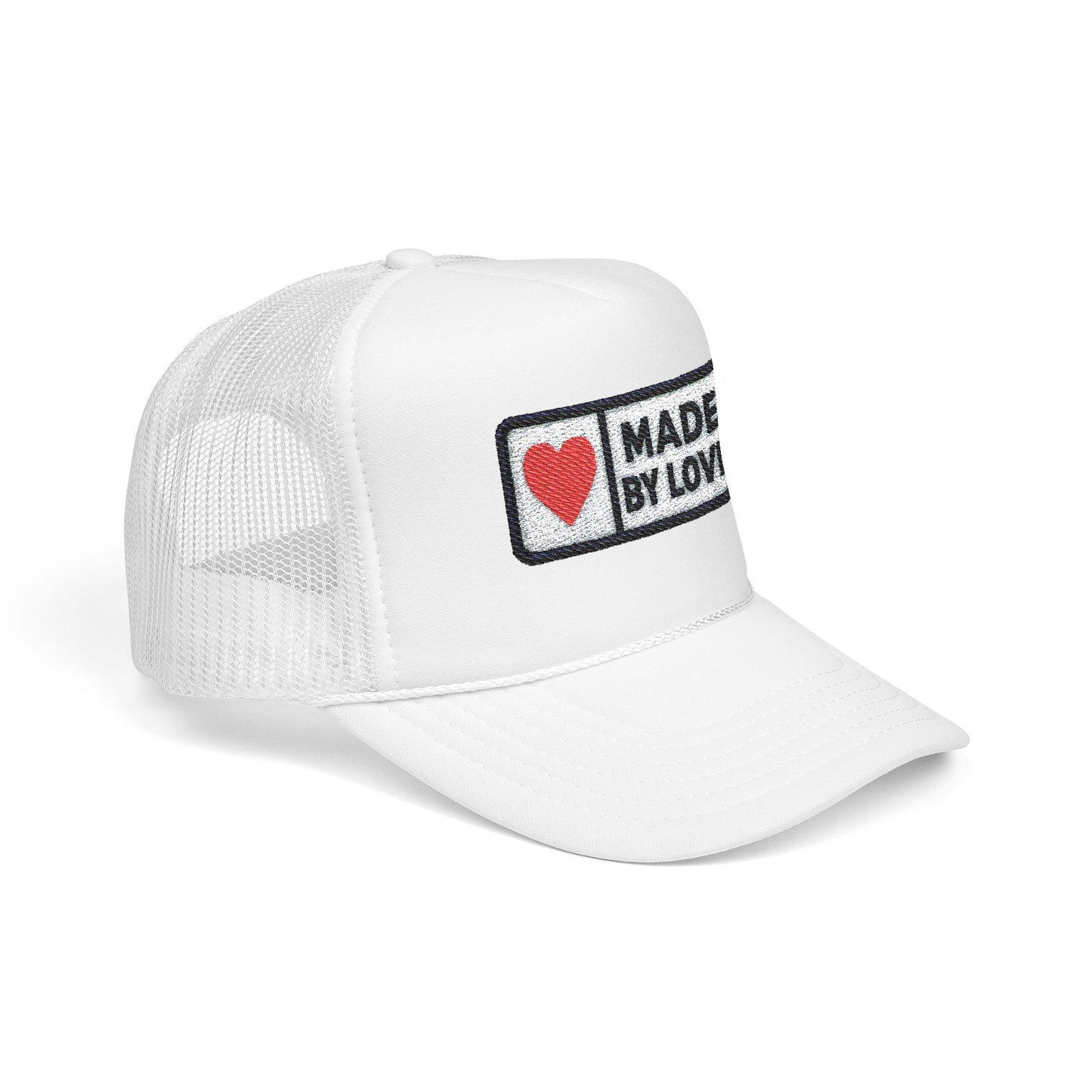 Embroidered Foam Trucker Hat with Love Design