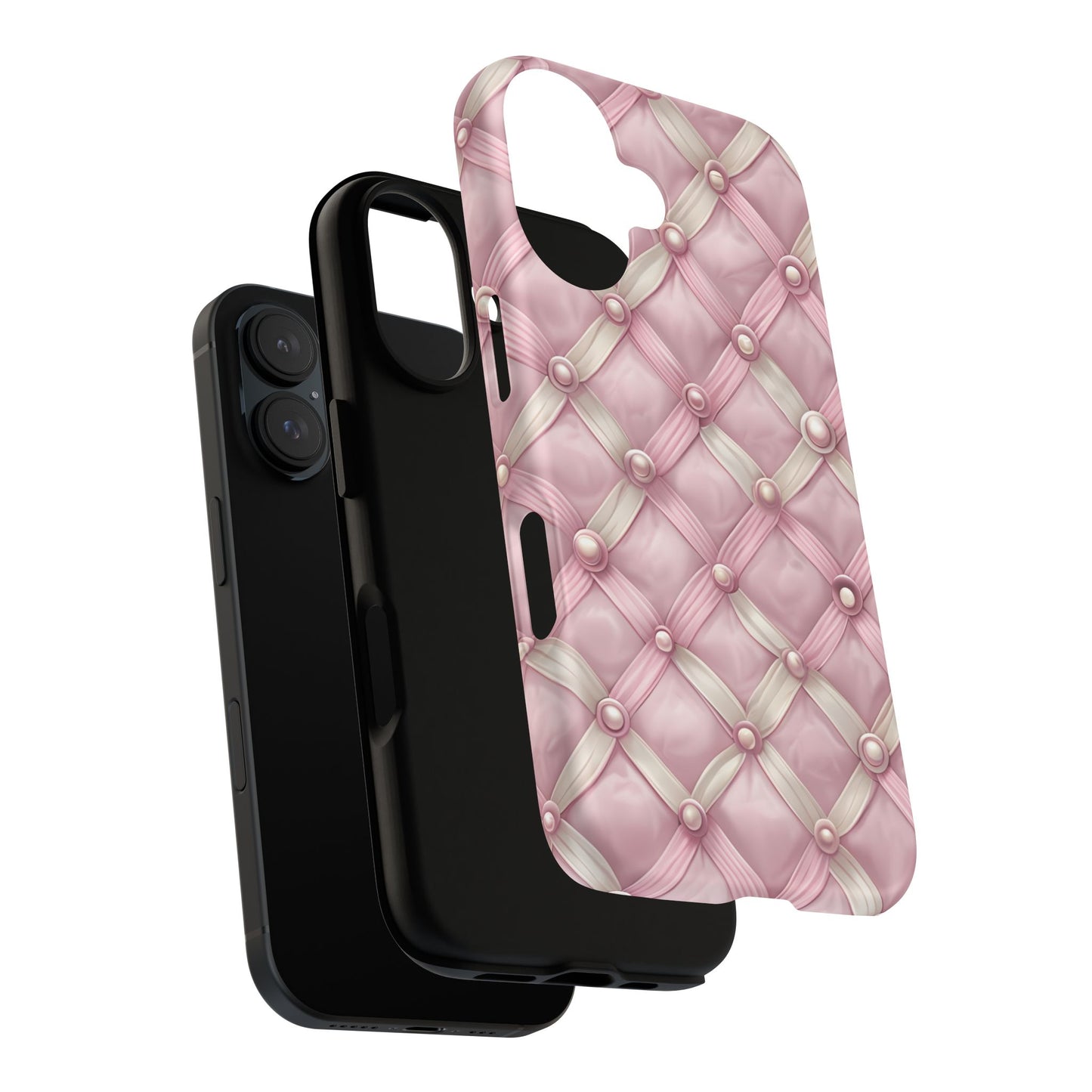 Pink Textured Phone Case with Pearls