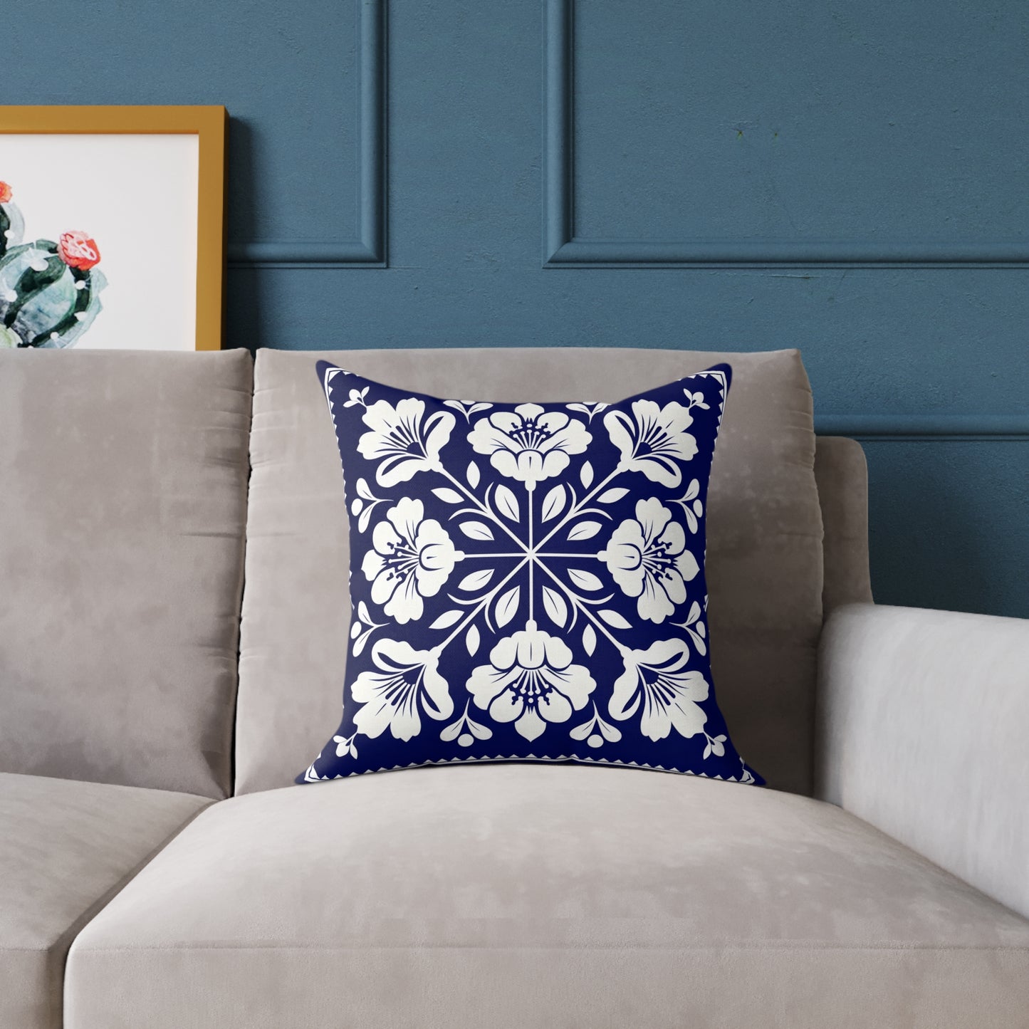Elegant Floral Pattern Square Poly Canvas Pillow