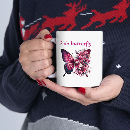 Pink Butterfly Ceramic Mug