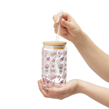 Cute Floral Sipper Glass