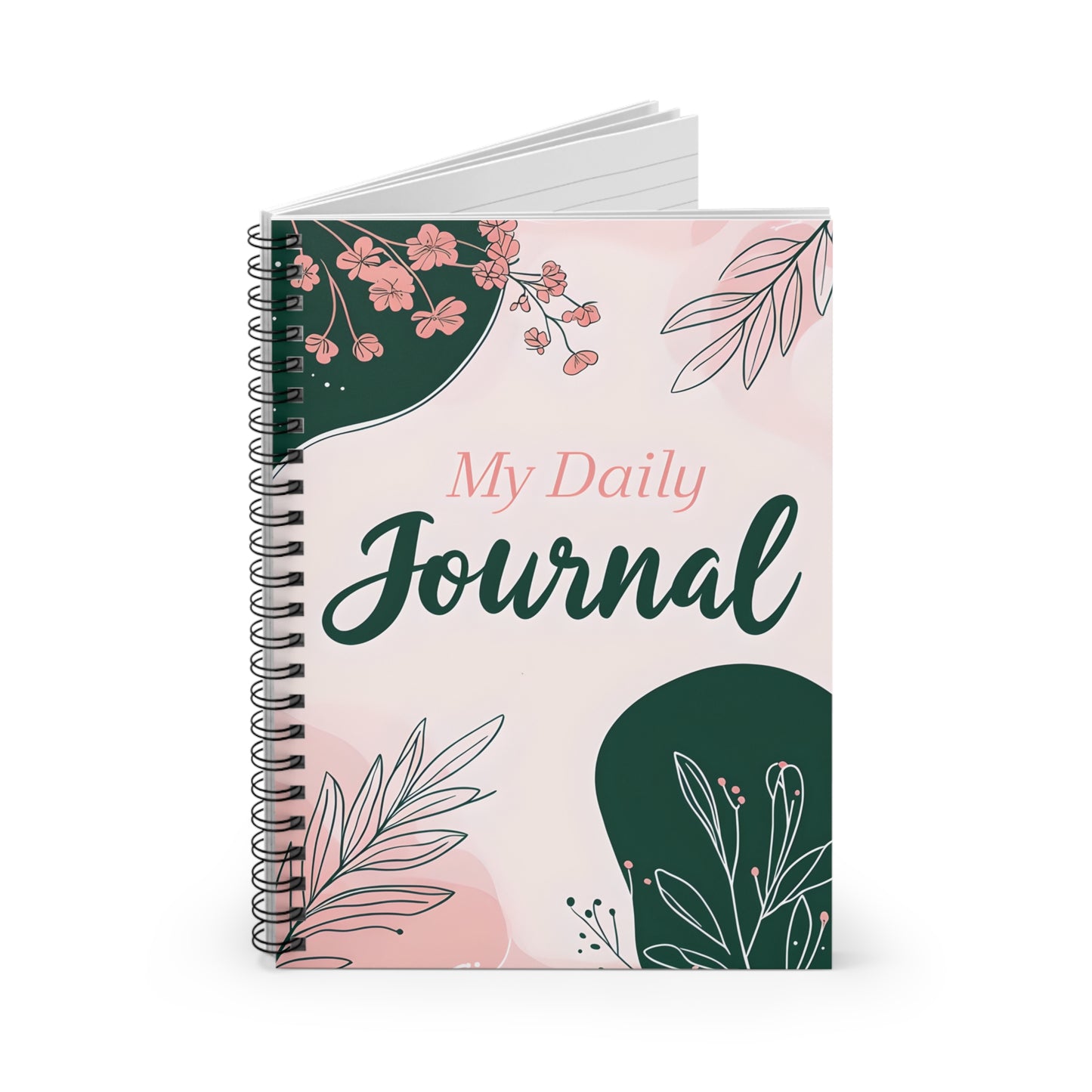 Floral Daily Journal - Personalized Spiral Notebook for Girls