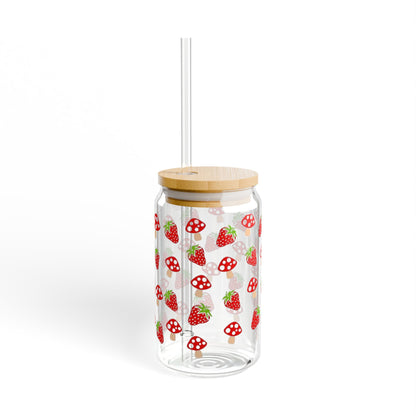 Strawberry Pattern Sipper Glass
