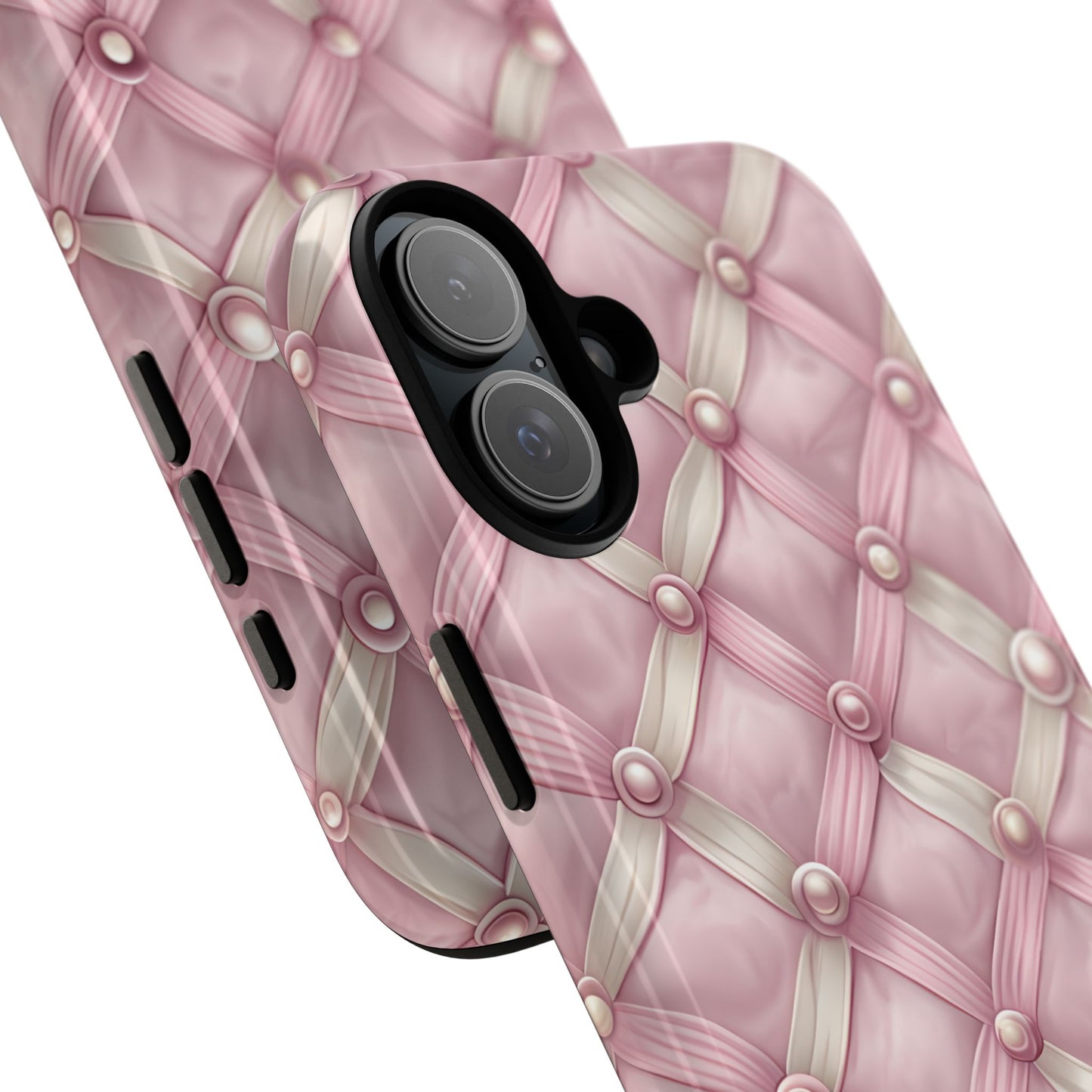 Pink Textured Phone Case with Pearls