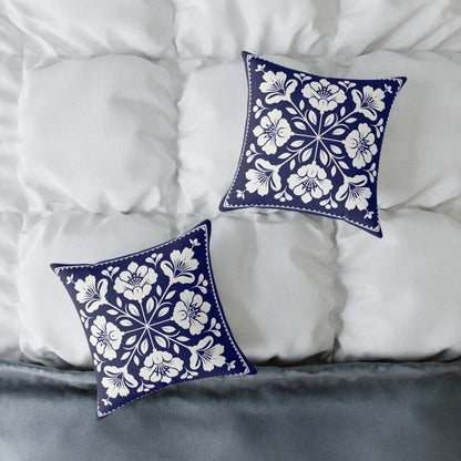 Elegant Floral Pattern Square Poly Canvas Pillow