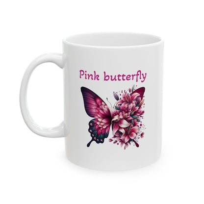 Pink Butterfly Ceramic Mug