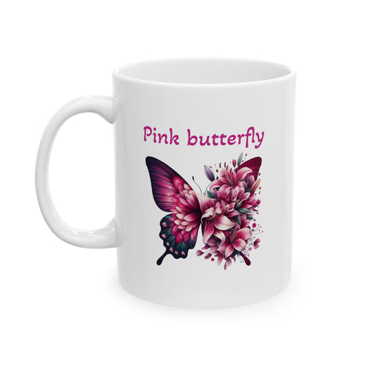 Pink Butterfly Ceramic Mug