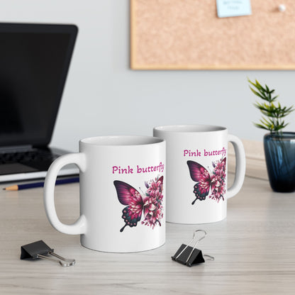 Pink Butterfly Ceramic Mug