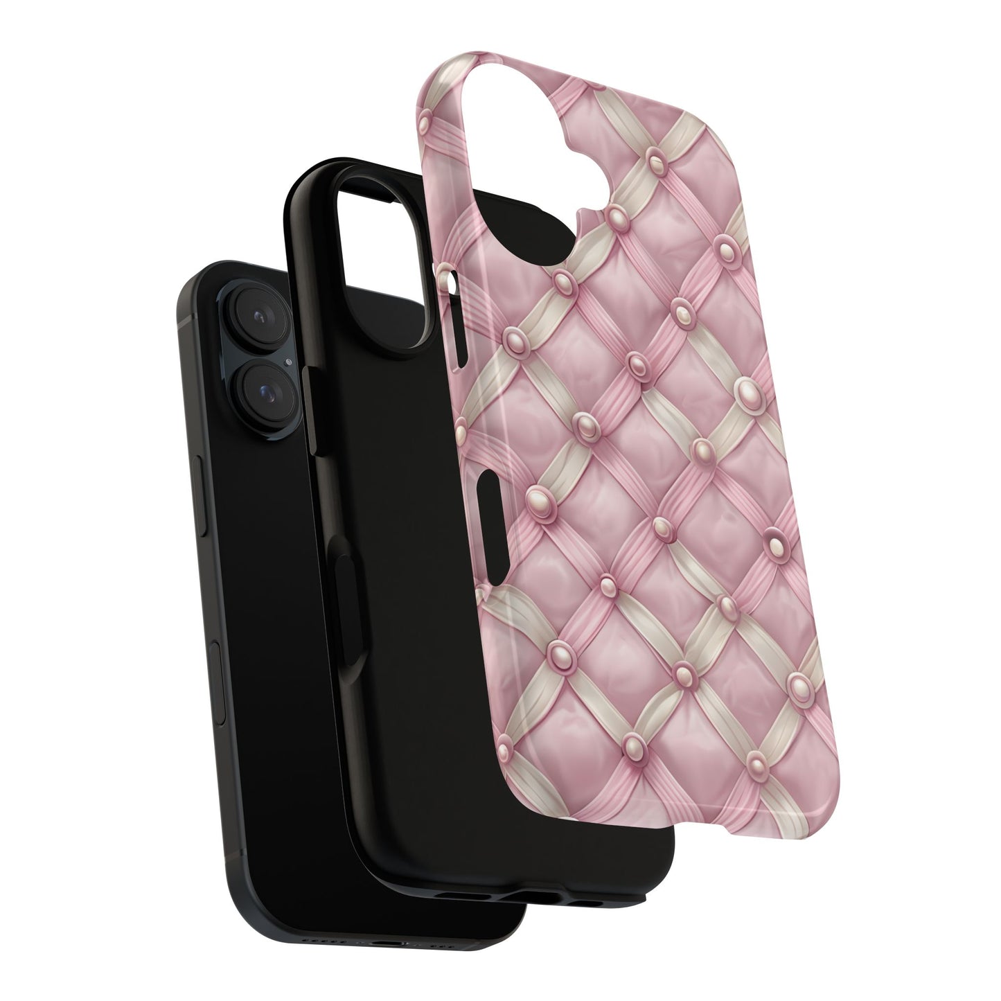 Pink Textured Phone Case with Pearls