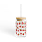 Strawberry Pattern Sipper Glass
