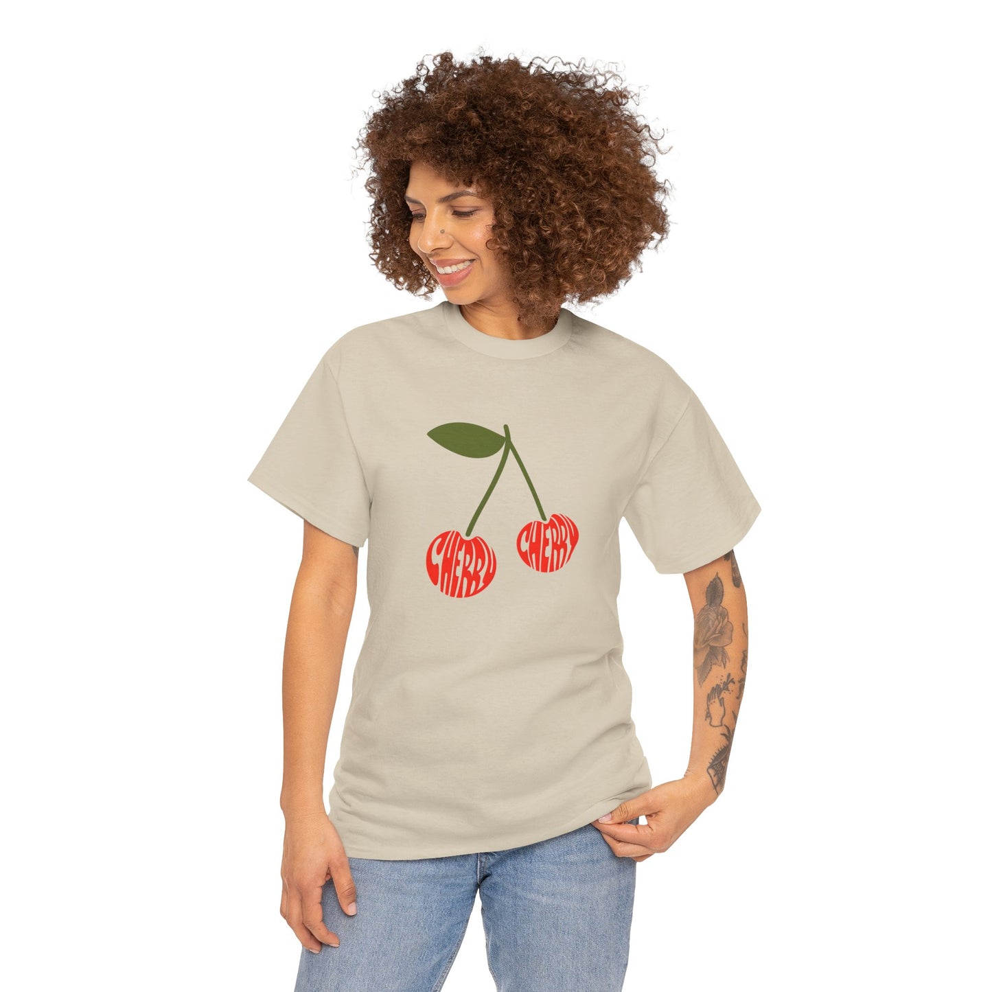 Cherry Print Unisex Tee, Cute Graphic