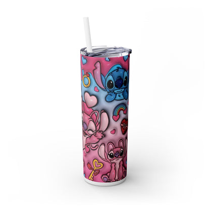 Cute Cartoon Skinny Tumbler with Straw