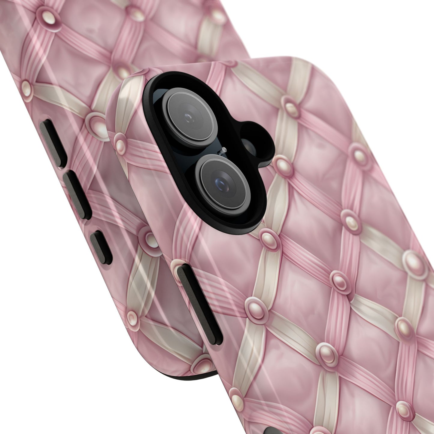 Pink Textured Phone Case with Pearls
