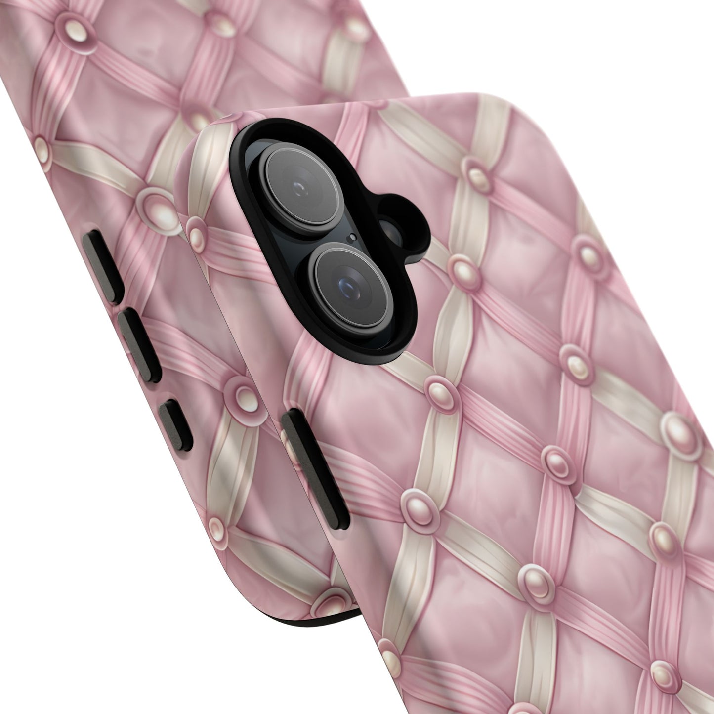 Pink Textured Phone Case with Pearls
