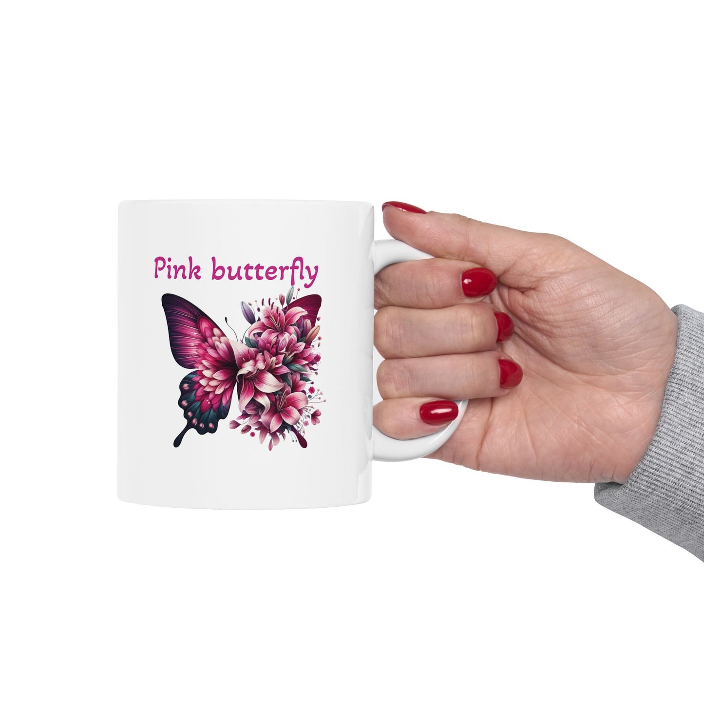 Pink Butterfly Ceramic Mug