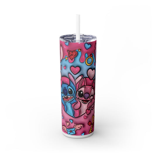 Cute Cartoon Skinny Tumbler with Straw