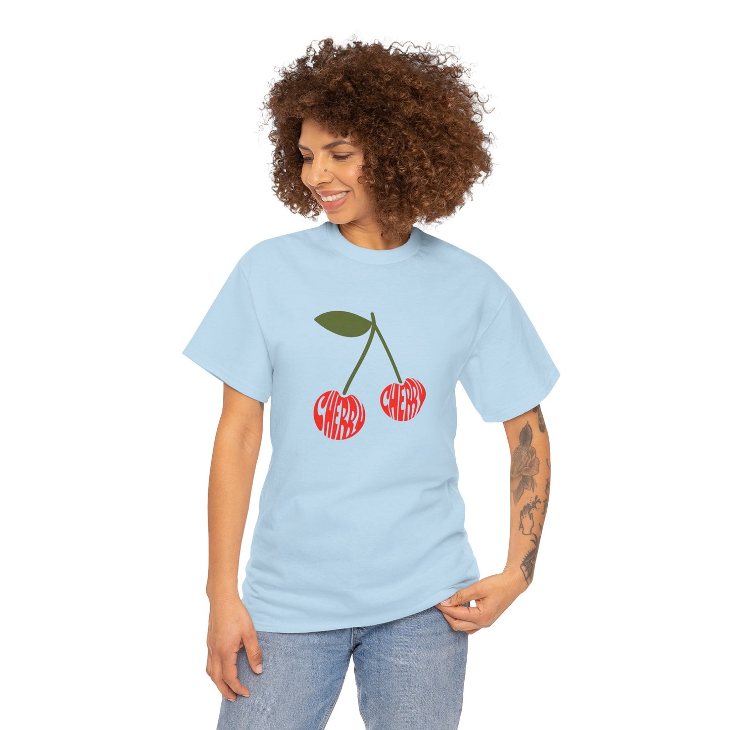 Cherry Print Unisex Tee, Cute Graphic