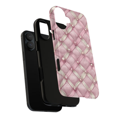 Pink Textured Phone Case with Pearls