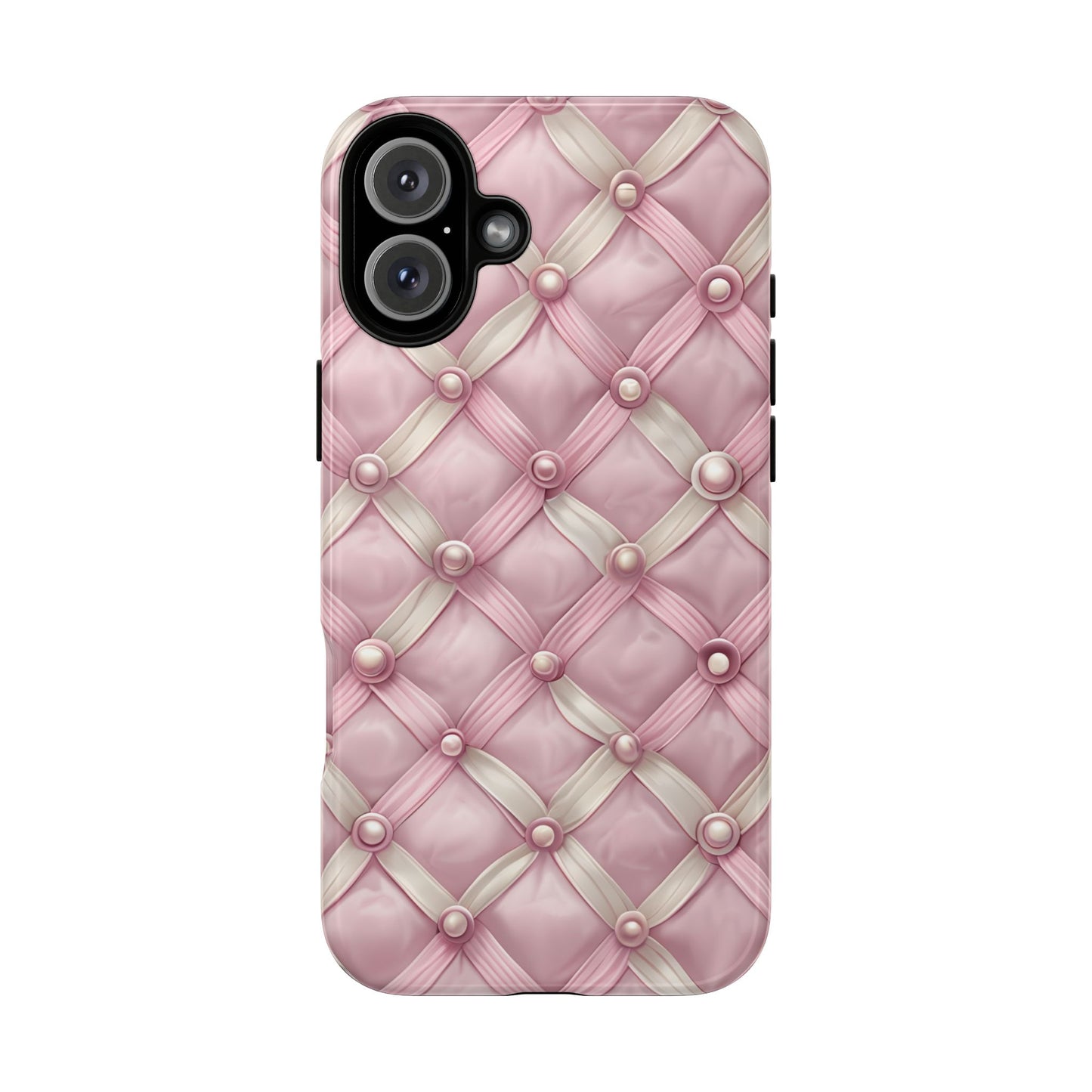 Pink Textured Phone Case with Pearls
