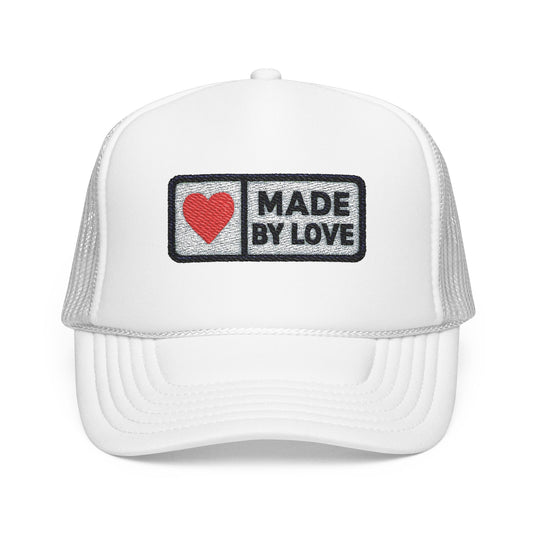 Embroidered Foam Trucker Hat with Love Design
