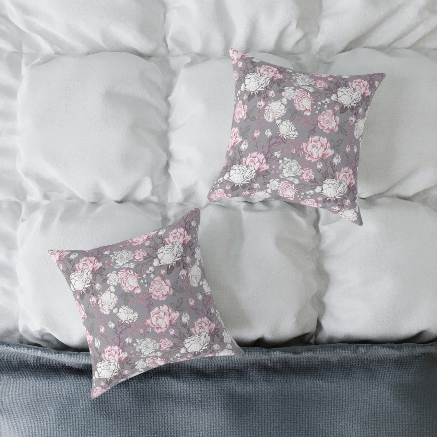 Elegant Floral Square Pillow